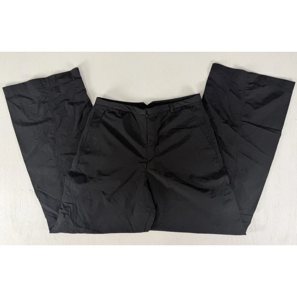 Zara Black Zip‎ Waist Women Wide Leg Nylon Pants Size Small Cool Style Athletic